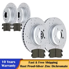 Front Rear Slotted Rotors and Brake Pads for RWD Charger Challenger Chrylser 300