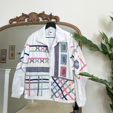 Vintage 80s/90s Koret Women’s M Mixed Media Full Zip Jacket White