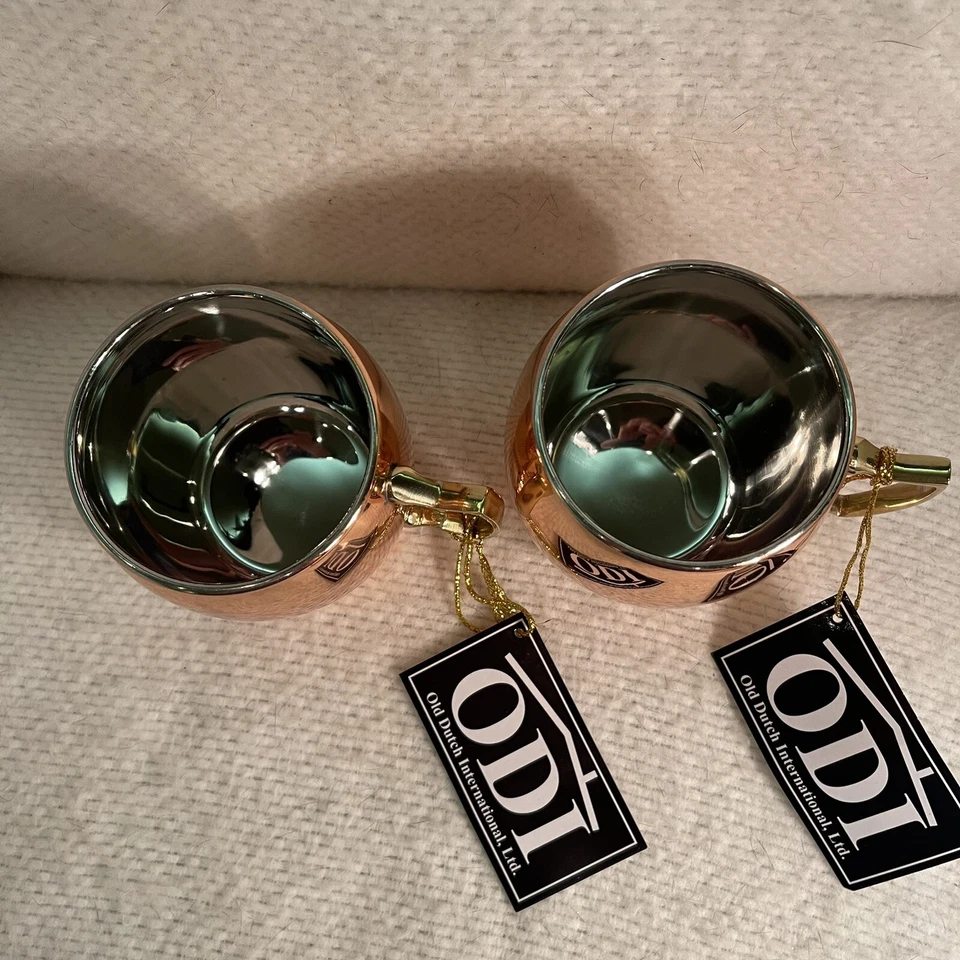 ODI СТАРЫЙ ГОЛЛАНДСКИЙ МЕЖДУНАРОДНЫЙ набор из 2 ТВЕРДЫХ МЕДНЫХ МОСКОВСКИХ МУЛОВ 16 УНЦИЙ КРУЖКИ - Изображение 3 из 4