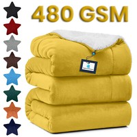 480 GSM Heavy Sherpa Fleece Blanket Soft Warm Bed Sofa Throw Weighted Blanket UK
