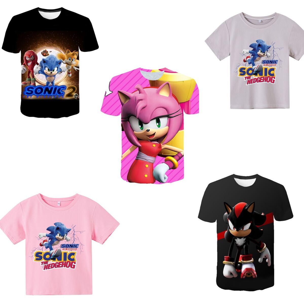 New Sonic Shadow Amy kids boys girls T Shirts