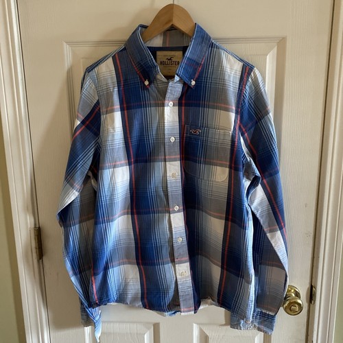 Camisa polo para hombre Hollister grande botones manga larga multicolor | eBay