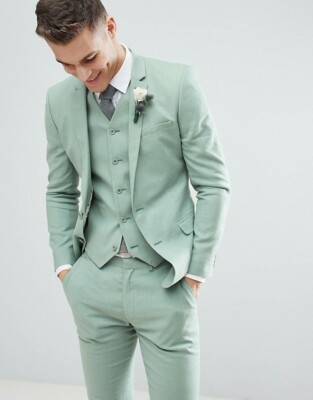 Mint Green Men Suit Piece Slim Fit Party Prom Groom Tuxedo