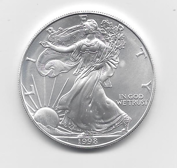 1998 - 1 oz American Silver Eagle Coin - One Troy oz .999 Bullion