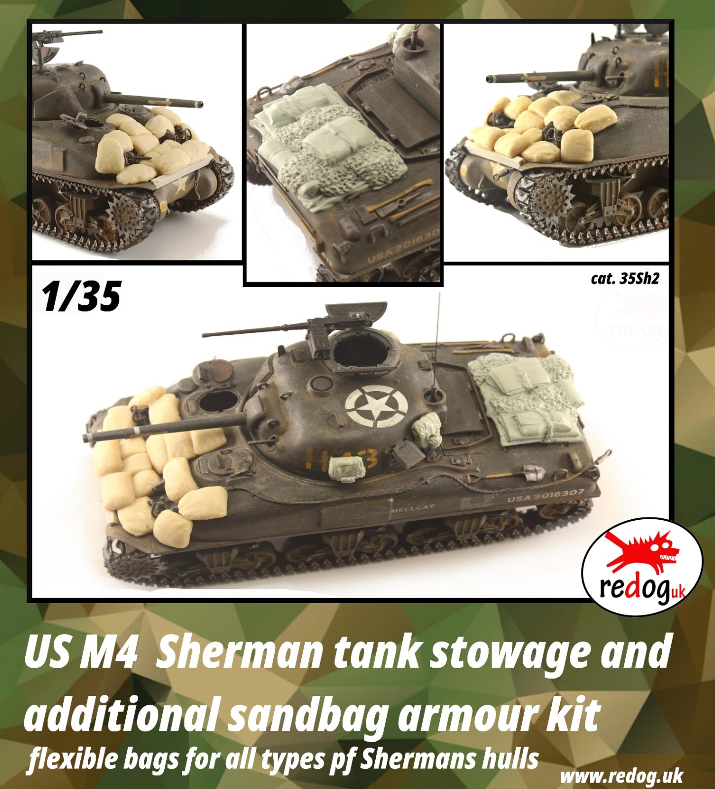 135 M4 Sherman Tank Stowage and sand bags /flexible bags / kit