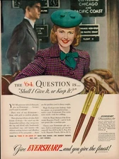 1944 Home Office Writing Instrument Pen Vintage Print Ad Eversharp Penmanship