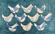 10 PRIMITIVE ANTIQUE CUTTER QUILT BLUE/STELLER JAY/BIRDS! Scrapbooking! Applique