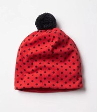 NEW Baby Gap Boys Girls Soft Fleece Red Navy Polka Dot Hat Cap Beanie Pompom S M