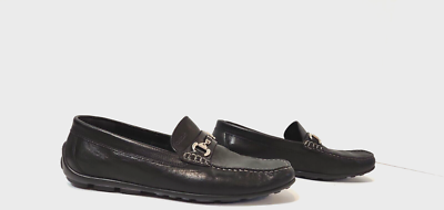 GEOX Respira Black Leather Horse Bit Loafers Driving Shoes  display picture 2