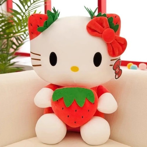 22cm Sanrio KT Cat Plush Toys Kawaii Strawberry Soft Stuffed Birthday Gifts - 第 1/7 張圖片