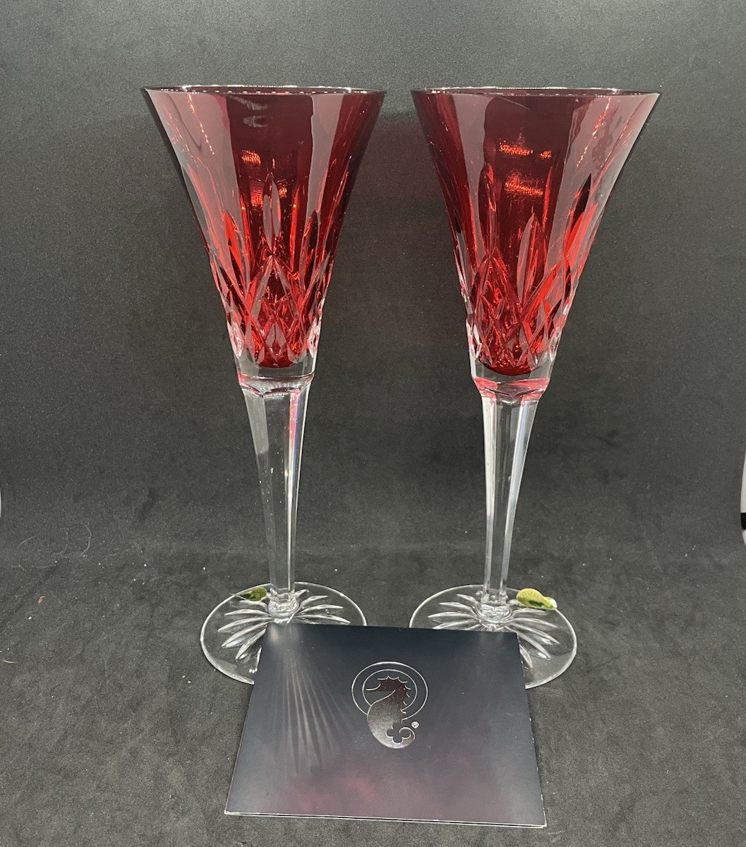 Waterford Lismore Crimson Fluted Champagne, Set of 2