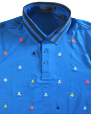 G Fore G4 Shirt Golf Polo Skull Crossbones Logo Embroidery Men's L Large NWT