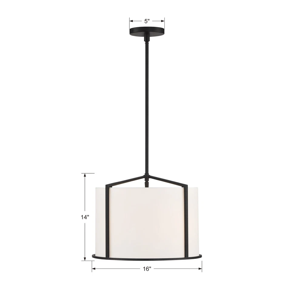 Crystorama Lighting Group CAR-9204 Carlyn 4 Light 16"W Pendant - Black - Image 3 of 4