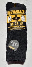 New Dewalt Heavyweight Cotton Blend Work Crew Boot Socks Black 3 Pack DXSC150