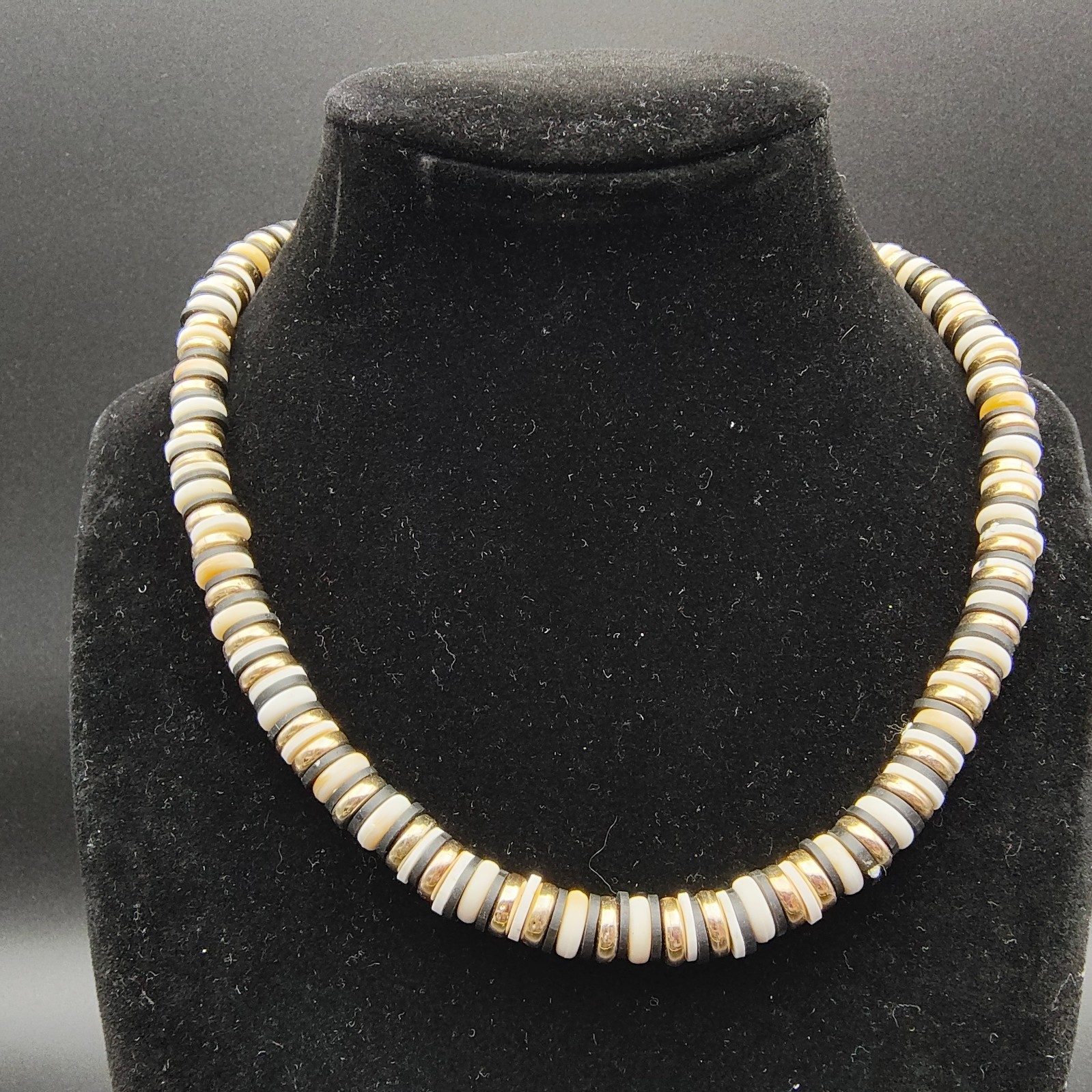 Sugarfix By Baublebar Beaded Necklace Black White Gold Tone Mixed Material