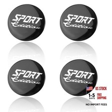 4PCS Wheel Hub Center Caps Stickers, Waterproof 56mm Automotive Sport/Black