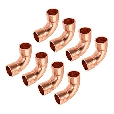 90 Degrees Elbow Copper Pipe Fitting Brazing Connection 1/4 Inch ID for HVAC