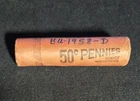 1958 D BU OBW Lincoln Wheat Cent Pennies Roll! Brandt Paper Toned Ends!