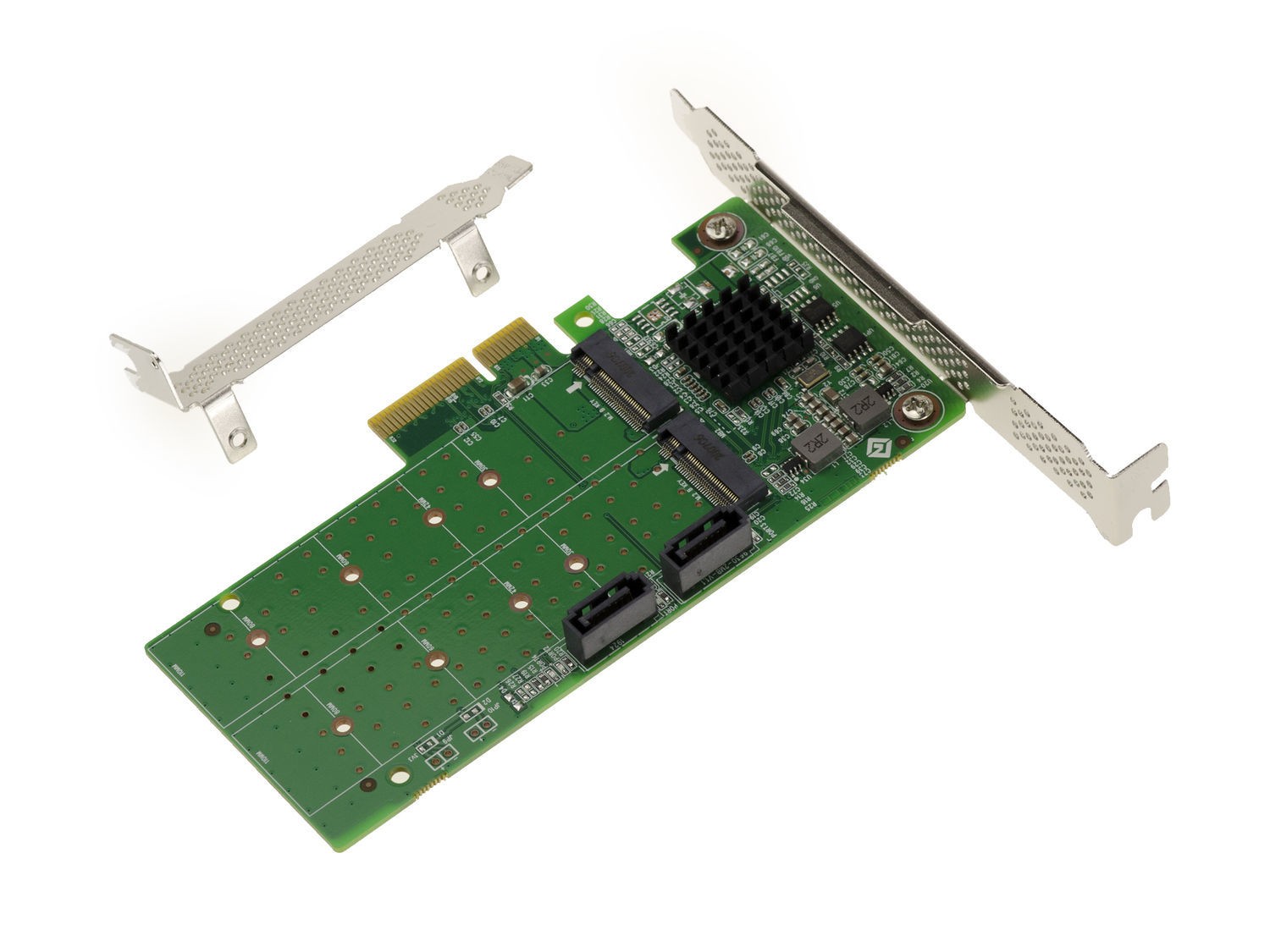 Carte PCIE x4 pour 2 SSD M.2 SATA et 2 disques HDD