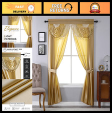 Elegant 5-Piece Window Curtain Set - 54"x84" Panels with Valance & Tiebacks - Go