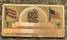 VINTAGE Metal St. Christopher Religious Social Security ID Blank Card Perma RARE