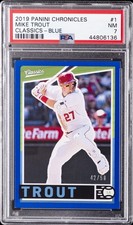 2019 PANINI CHRONICLES CLASSICS BLUE #1 MIKE TROUT #/50 PSA 7