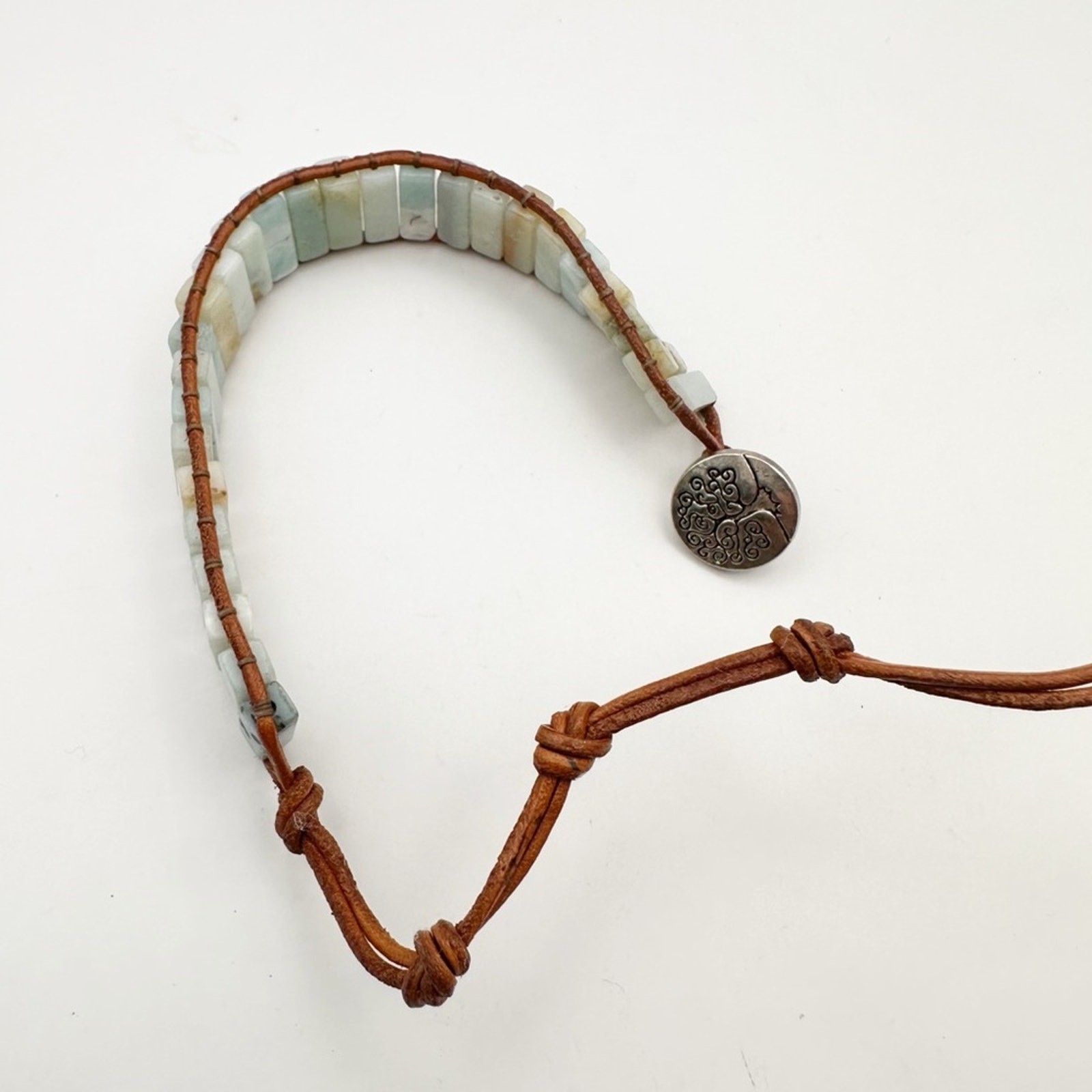 Amazonite Bracelet Rectangle Wrap Boho Jewelry Bo… - image 2