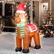 4 FT Inflatable Christmas Reindeer Indoor Outdoor Decoration,LED Lights for G...