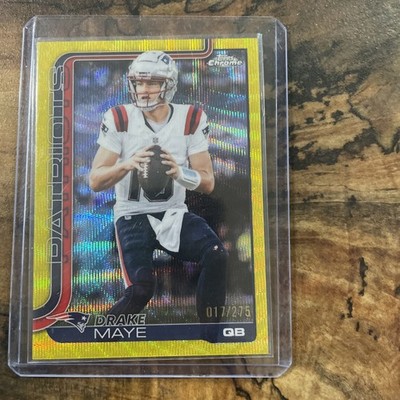2025 Topps Chrome Drake Maye Yellow Wave Refractor /275