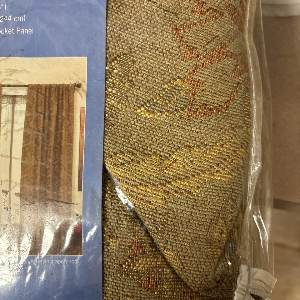 Designables Tiara 54 X 96 Curtain 1 Panel Rod Pocket New Golds Reds - Image 2 of 3