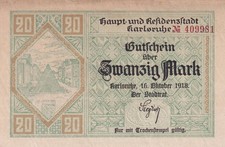 Karlsruhe - Stadt - 20 Mark - Stern-Sechseck - KN 3,8-4mm - Geiger 263.04c)