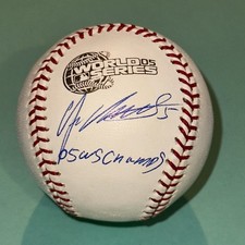 JUAN URIBE (Sox) Signed Official 2005 WORLD SERIES Baseball Beckett w/ INSC