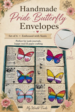 My World Finds Handmade Pride Butterfly Envelopes Set of 6, Embossed Sizzix