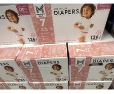 Member's Mark Premium Diapers Size 7 41 lbs Box of 126 Unisex White  1 BOX 