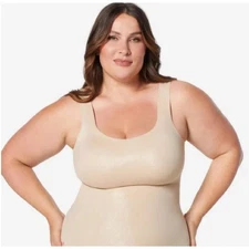 Ruby Ribbon Embellished Fawn Sleek Tank, Size 42