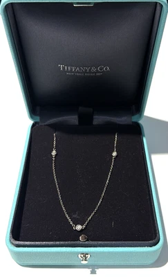Tiffany & Co. Elsa Peretti Diamonds by the Yard 925 3 Diamond Necklace 18" - Image 1 of 4