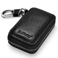 Car Key case,Genuine Leather Car Key Chain Keychain Holder Metal Hook and Key...