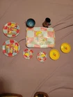 Vintage Ohio Art Children's Tin Tea Set She Love's Me Kittens Bunny Birthday