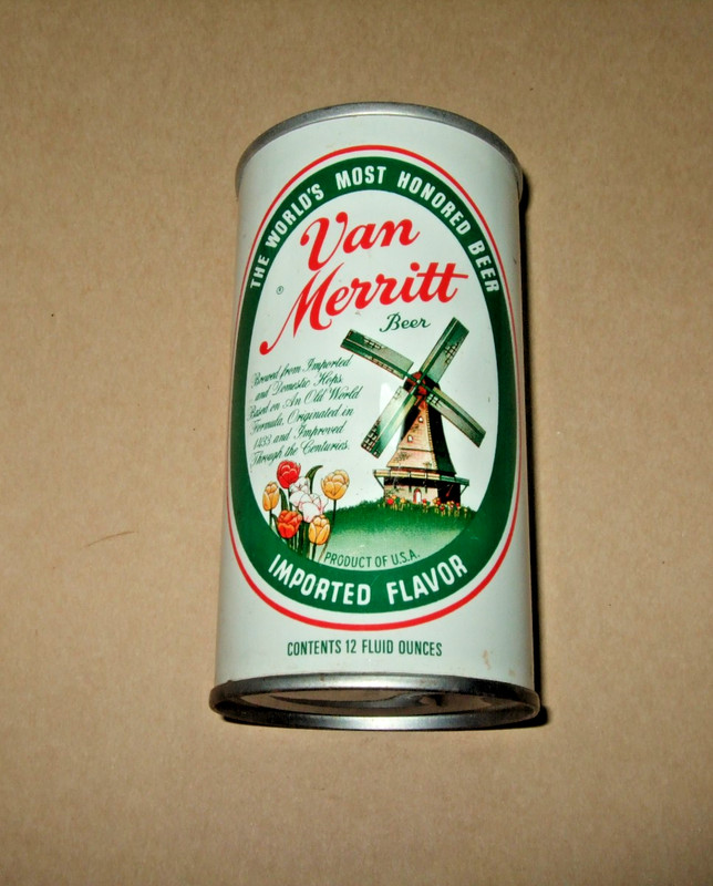 Van Merritt Beer Can SS Steel Bottom Opened