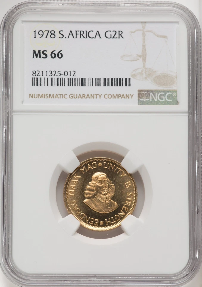 South Africa - 1978 Republic 2 Rand - NGC MS66 - RARE & SPECTACULAR - 11K MTG ! - Image 3 of 4