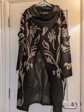 BPC Womens Black And Beige Open Cardigan/Shawl Crossover Roll Neck Size M 12/14