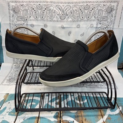 ECCO Collin 2.0 Men Slip On Perforated Nubuck Black Loafers Shoes Sz 45/ 11-11.5