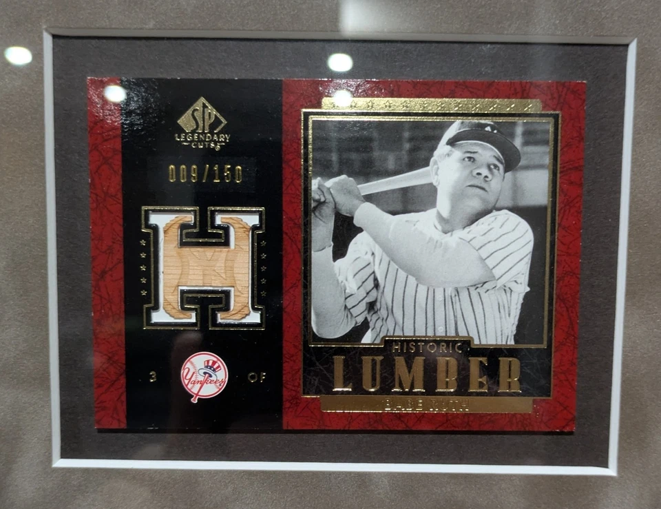 Babe Ruth & Lou Gehrig Custom Framed Game Used Bat Cards, New York Yankees! - Image 2 of 4