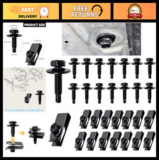 30 Pack M6-1.0 U Nuts Hex Head SEMS Bolts Fasteners Clips for Fender, Bumper,