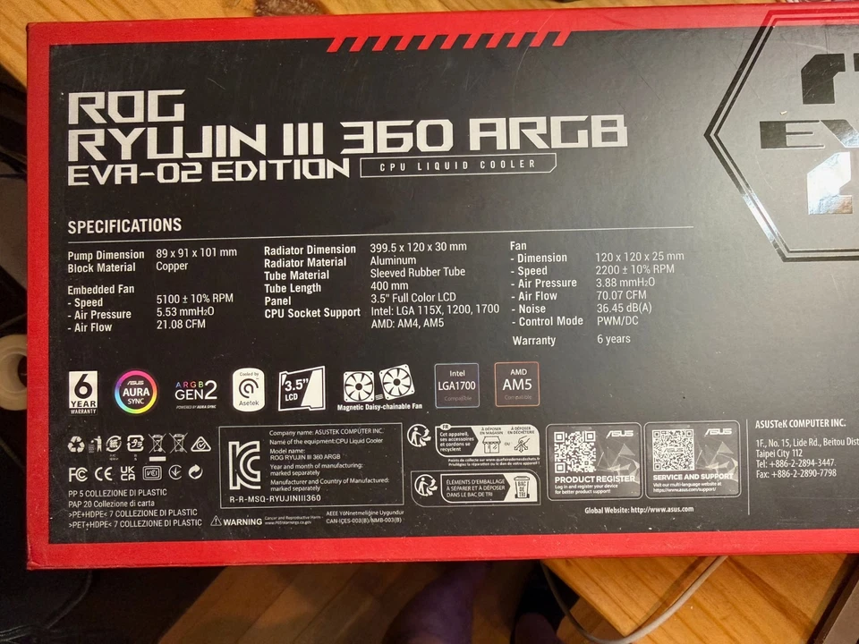 ASUS X EVANGELION Ruyjin III 360 ARGB AIO EVA-O2 Edition (OPEN BOX NEVER USED)  - Image 2 of 3