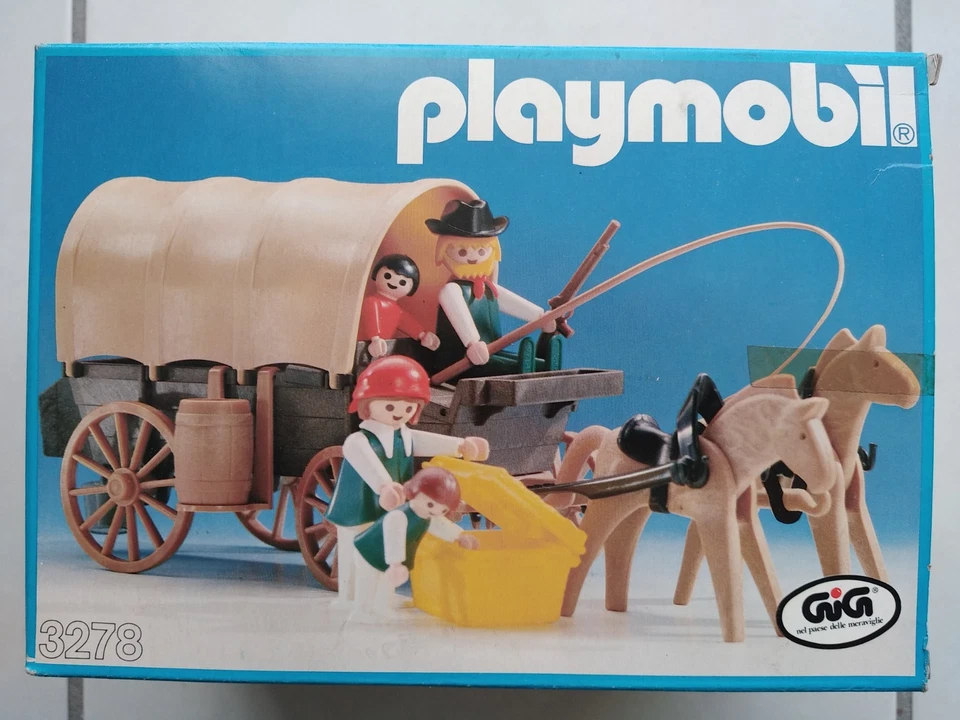 3278 PLAYMOBIL WESTERN VINTAGE : Chariot Bâché far West / Cowboy / Fermier 1983 - Photo 1/4