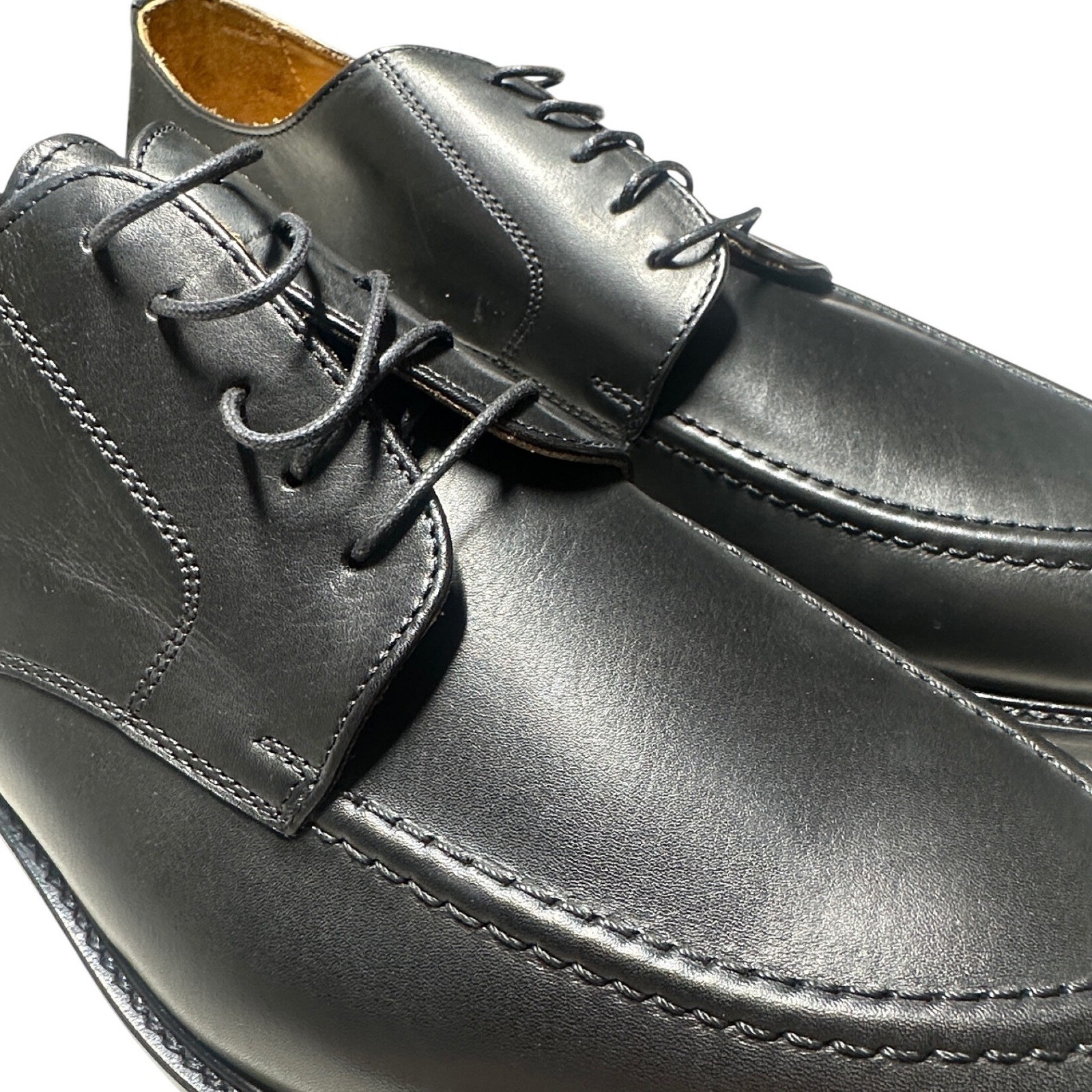 Ralph Lauren Baleric Derby Shoes Mens 13 D Black Calf Leather Made in Italy NEW thumbnail 2