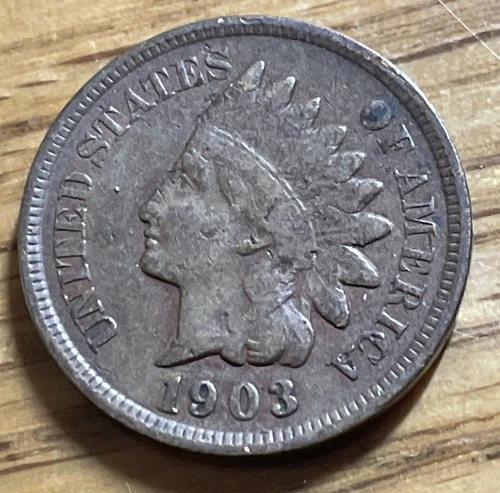 1903 Indian Head One Cent Copper Philadelphia Penny VF? Semi-Key Date 85.1 Mil
