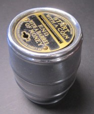 Vintage Barrel Coin Bank with Key Farmers Bank of Clinch Valley Tazewell VA