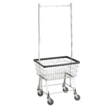 96B58 Light-Duty Wire Frame Metal Laundry Cart with Double Pole Rack - Chrome